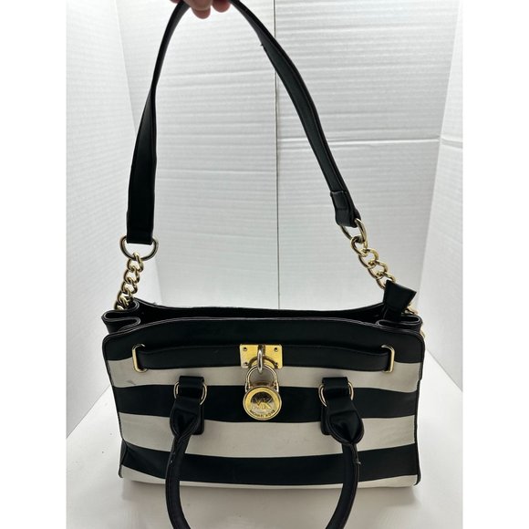 Michael Kors Nautical Black and White Striped Large shoulder bag - Picture 2 of 8